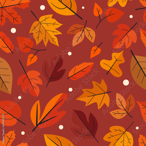 Autumn leaves. Vector fall seamless pattern. Autumn forest background for fabric  wallpaper and wrapping paper. Autumn season. Autumn vibes