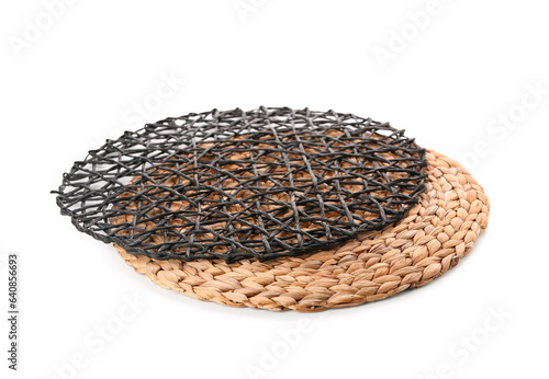 Wicker mats isolated on whi...