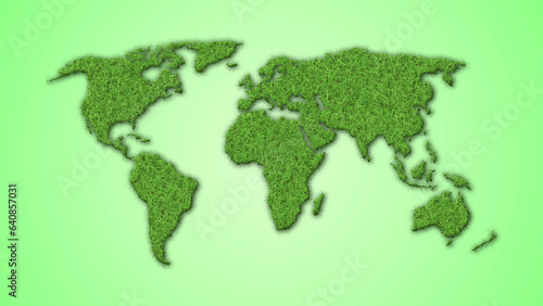 World map on a green background. Environmental style world map
