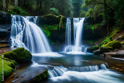 waterfall in the forest generated by al technology 