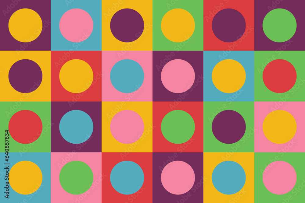 1960s Mod Wallpaper Design, Trippy Retro Background Wall Paper Geometric Circles, Repeating Seamless Pattern, Pop Art