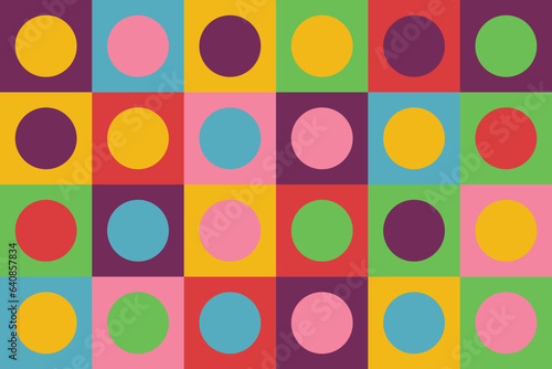 1960s Mod Wallpaper Design, Trippy Retro Background Wall Paper Geometric Circles, Repeating Seamless Pattern, Pop Art
