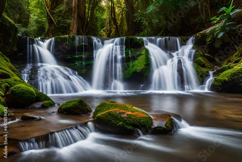 waterfall in the woods generated by al technology 