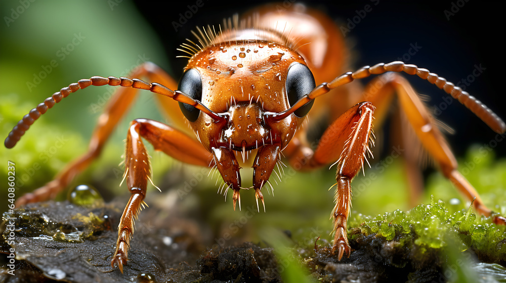 Fototapeta premium ant face close-up macro photo with great details 
