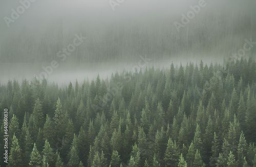 Forest mountain foggy landscape  Generative AI