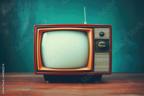 Retro old television on background. 90s concepts
