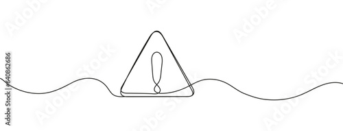 Blank traffic label with exclamation point in continuous line style. Warning, caution, attention, stop banners are shown for transport.