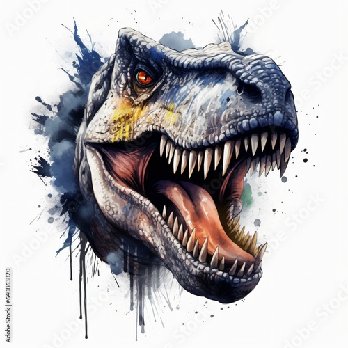 Roaring tyrannosaurus rex isolated on black background Dinosaur head vector color 3D illustration