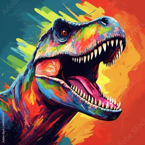 Roaring tyrannosaurus rex isolated on black background Dinosaur head vector color 3D illustration