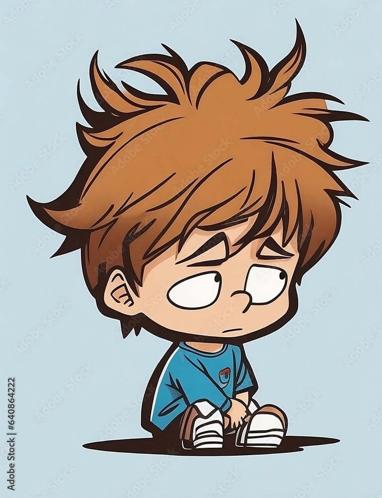 A tired boy sitting on floor AI generated A tired boy sitting on floor AI generated