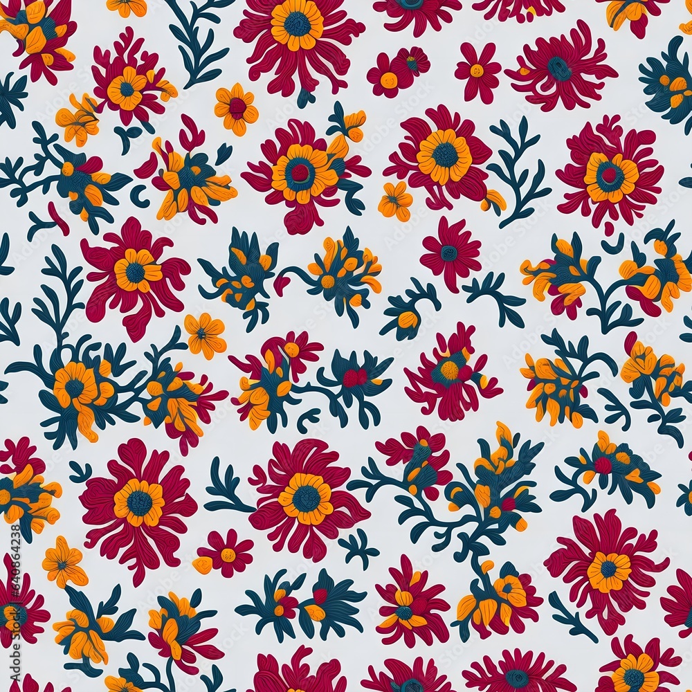 Obraz premium mexican embroidery yucatecan pattern, generative ai
