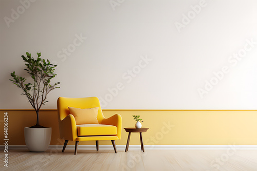 white room with yellow chair ai generative 