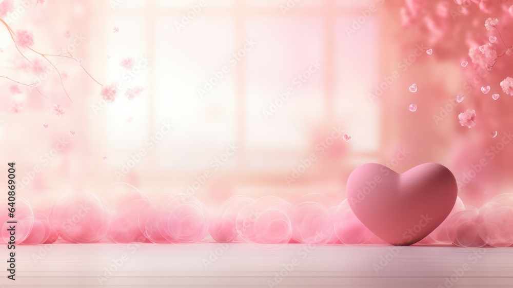 Valentines background with pink hearts created with Generative AI