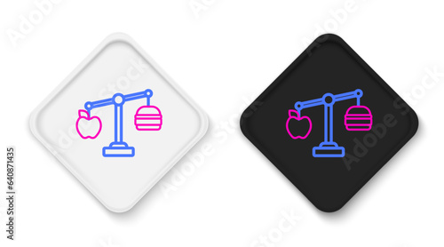 Line Calorie calculator icon isolated on isolated on white background. Calorie count. Diet. Weight loss. Portion control. Healthy eating. Dietary nutrition. Colorful outline concept. Vector