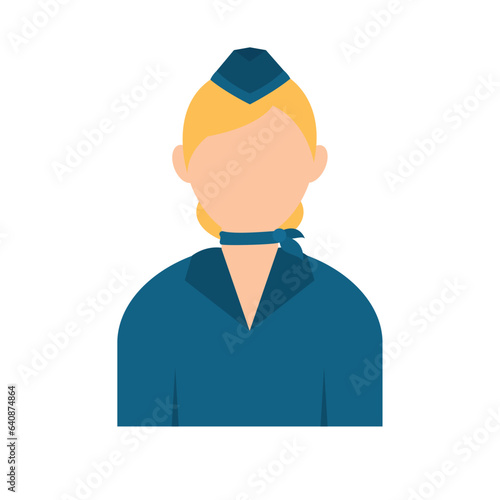 Isolated abstract colored female stewardess character Vector
