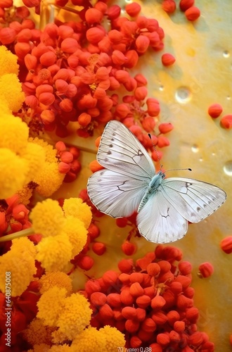 Butterfly on flower, generative ai beautiful nature background.