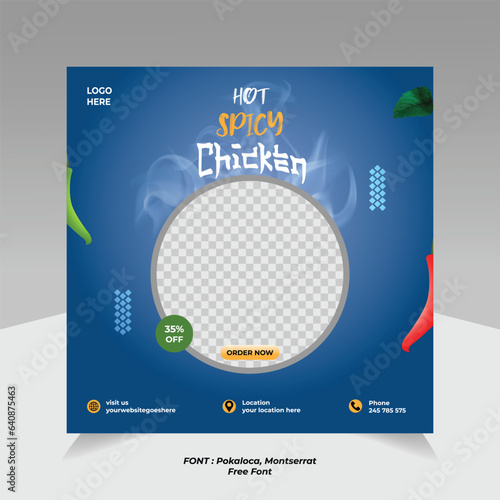 Fast food restaurant business marketing social media post or web banner template design with logo and icon. Fresh pizza, burger and pasta online sale promotion post banner.