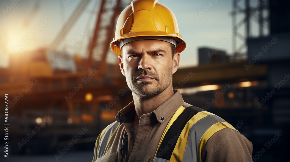 A construction worker poses by a solar panel, highlighting their role in renewable energy. A construction worker poses by a solar panel, highlighting their role in renewable energy.