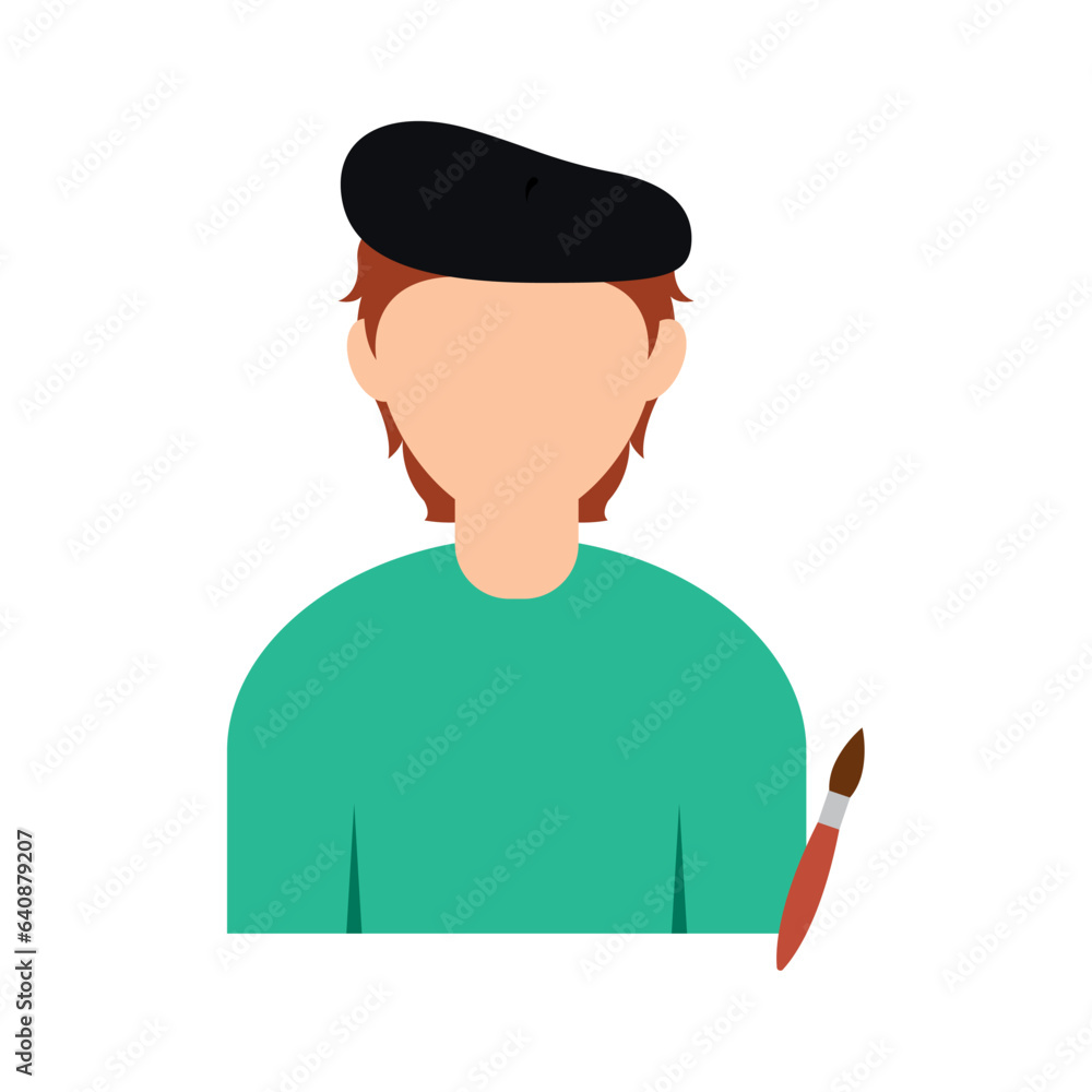 Isolated abstract colored male artist character Vector