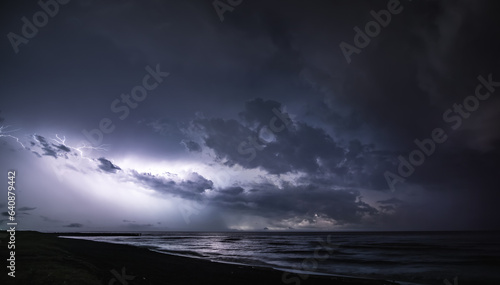 Canvastavla Severe thunderstorm and rain with many lightning peals and dense clouds, on the