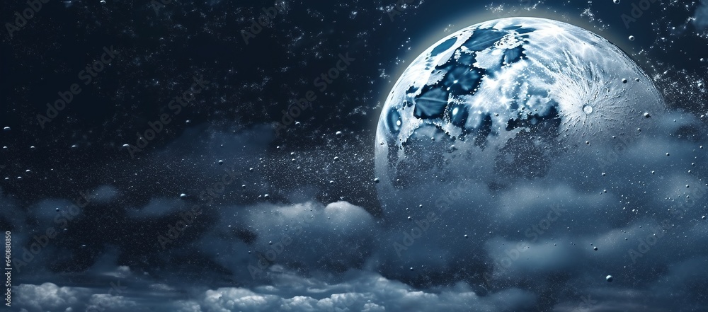 Fototapeta premium Night sky with full moon and clouds, generative ai.