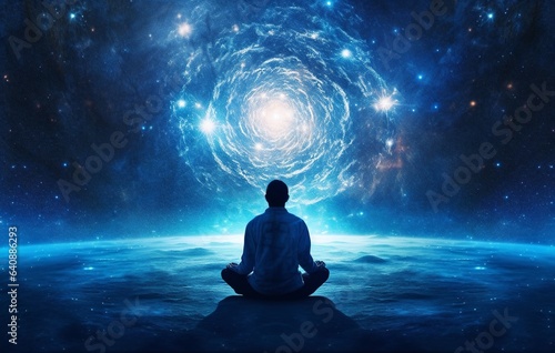 Person meditating and gaining inner power and balance, generative ai image, spiritual transformation concept.