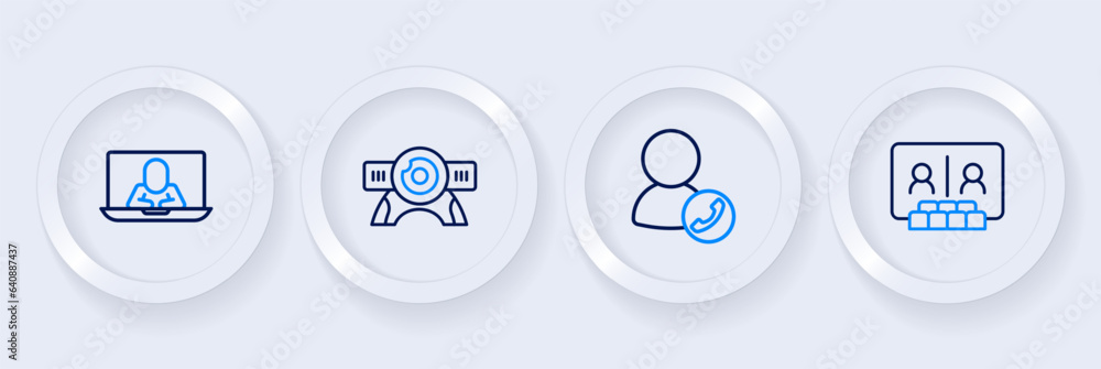Set line Video chat conference, Web camera and icon. Vector Set line Video chat conference, Web camera and icon. Vector