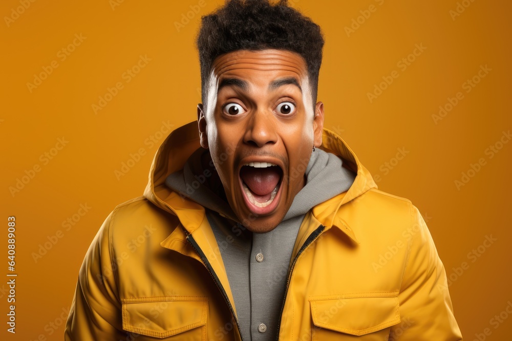 Excited happy young man winner. Generative AI Excited happy young man winner. Generative AI