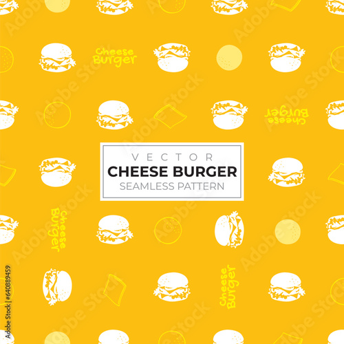 Seamless pattern of cheese burger silhouette illustration