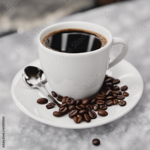 Coffee in a White Cup in the Morning for International Coffee Day