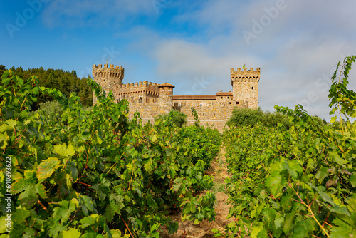 Sunny exterior view of the Castello di Amorosa winery photo