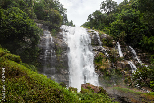 Wachirathan Waterfall in Doi Inthanon National Park. Nature of North Thailand.