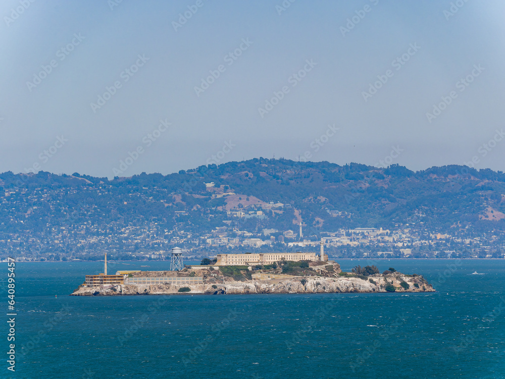 Sunny view of the building of Alcatraz Island Sunny view of the building of Alcatraz Island