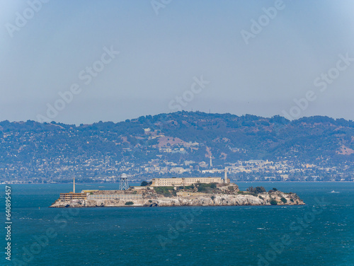 Sunny view of the building of Alcatraz Island