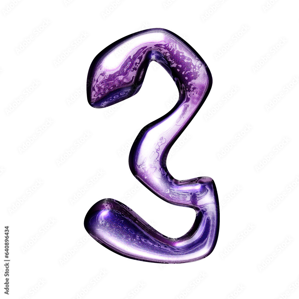 Three number y2k alphabet with liquid dark purple chrome effect Three number y2k alphabet with liquid dark purple chrome effect
