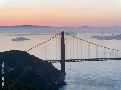 Sunrise landscape of the Golden Gate Bridge