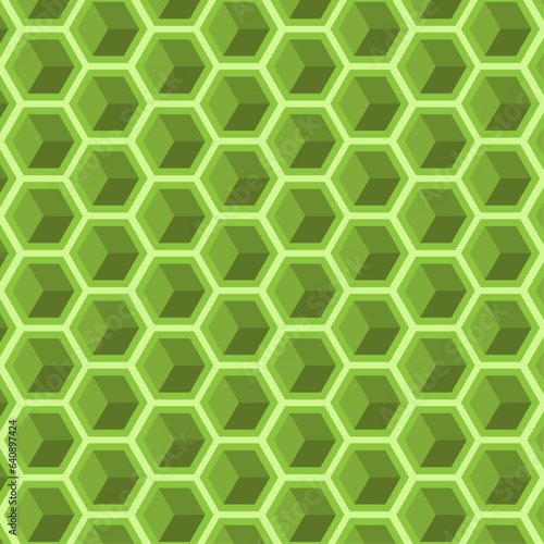 Green hexagon cubes geometric 3d vector minimlist seamless pattern minimal photo