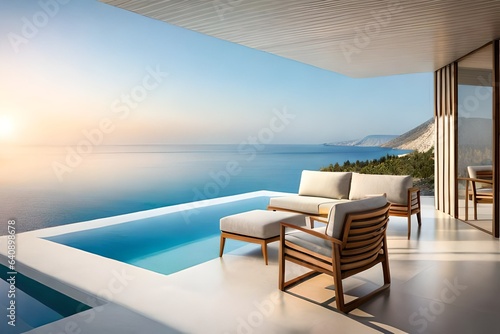 luxury hotel pool at sunset