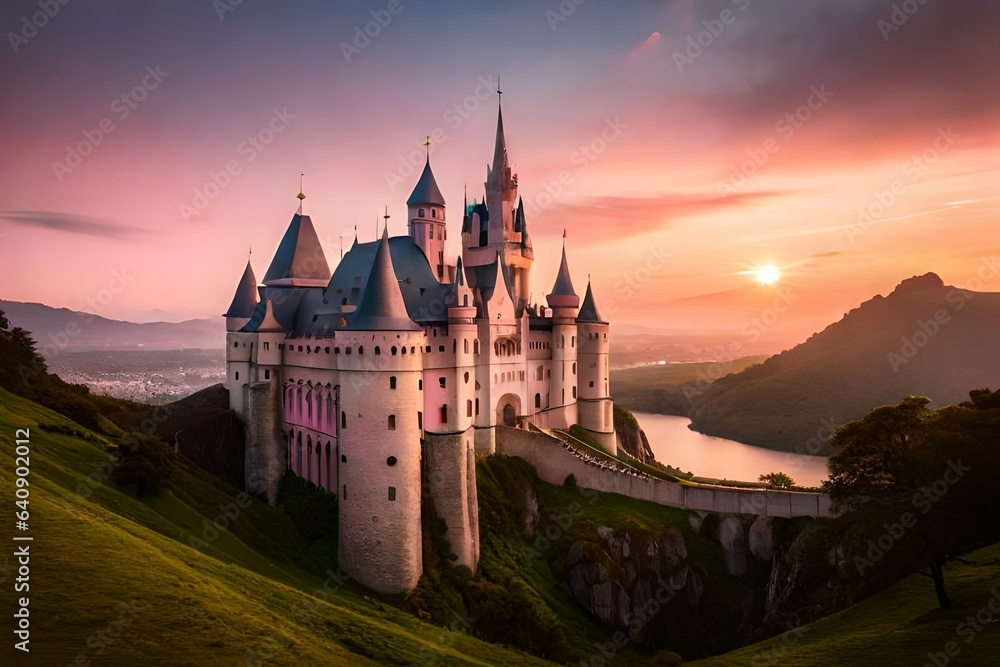 castle in the evening  generated by AI technology 