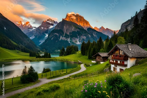 alpine landscape with lake © zaroosh