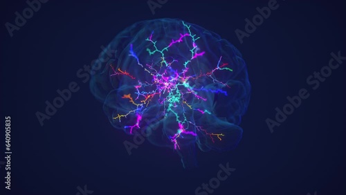 Human Brain with Colorful Synapses photo