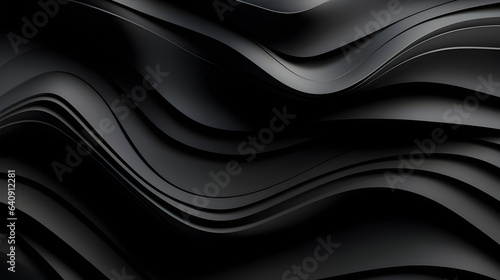 Black and gray curved abstract background, lines (ai generated)