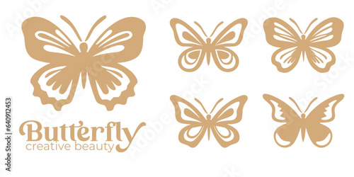 Canvas Print Butterfly Silhouette Set Collection: A Fusion of Minimalist Logo Design, Beauty,
