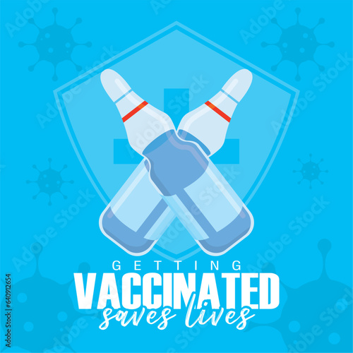 Pair of vaccine bottles Vaccine save lifes Vector