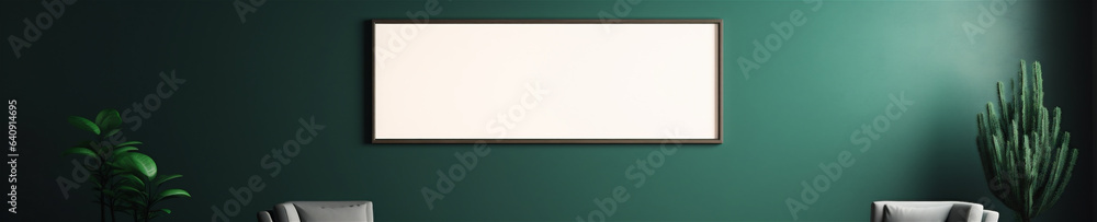 Poster Frame Mockup in Dark Green Living Room Interior, Clean Minimal Interior, Generative AI Poster Frame Mockup in Dark Green Living Room Interior, Clean Minimal Interior, Generative AI