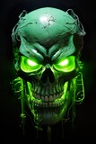 Neon green skull head | Generative AI