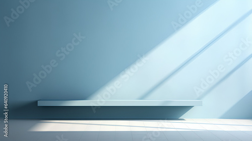 Wallpaper Mural A simplistic abstract background in soft light blue, designed for showcasing products. The interplay of shadows and light from windows creates a subtle contrast on a plastered wall. Torontodigital.ca