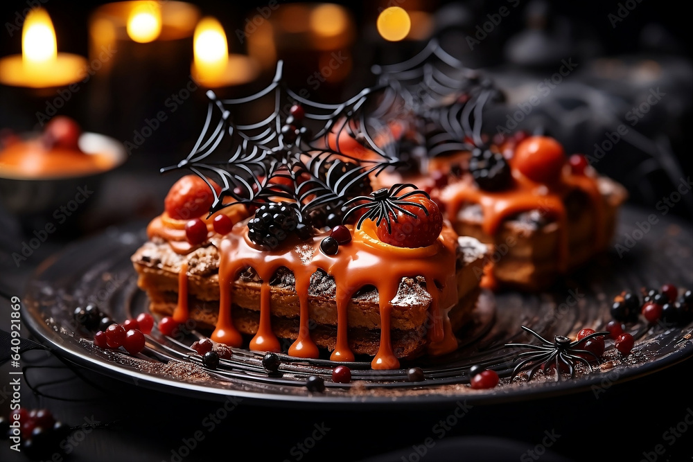 Cake with berries for Halloween day.