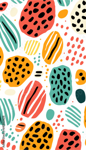 Vibrant and seamless animal print patterns in a retro style. Hand-drawn vectors showcase colorful shapes inspired by the 60s and 70s.