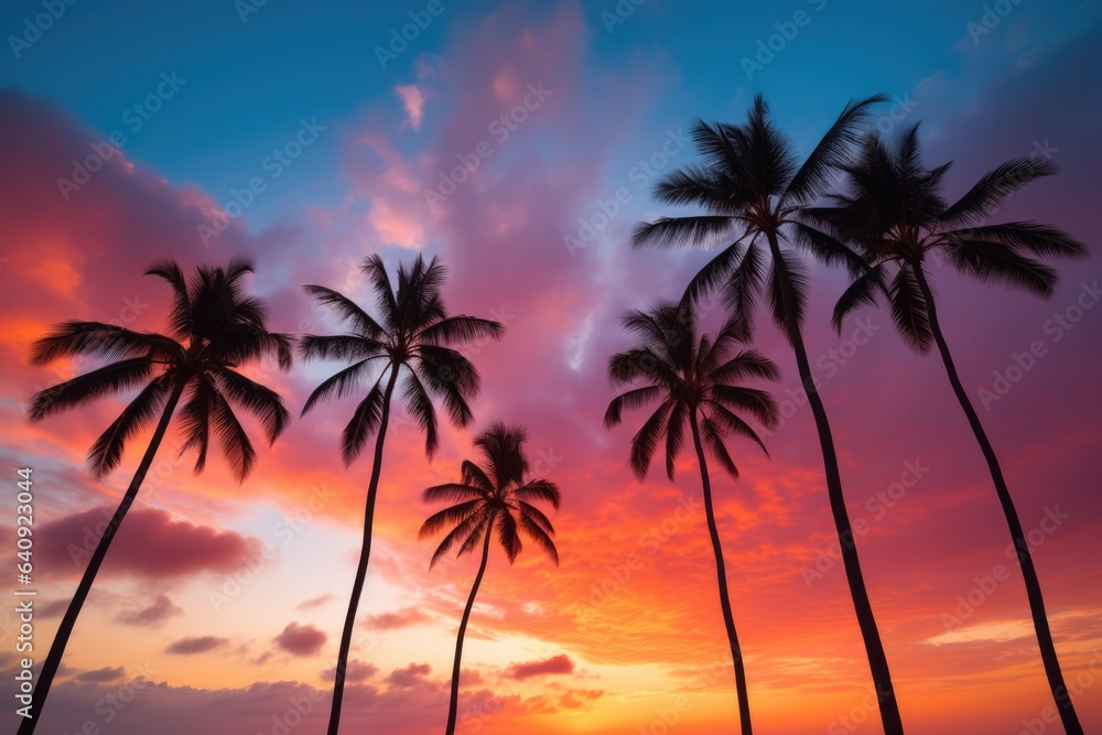 Wonderful vanilla sky in paradise with vibrant colors - background stock concepts